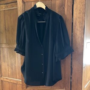 Ann Taylor Black Ruffled Blouse